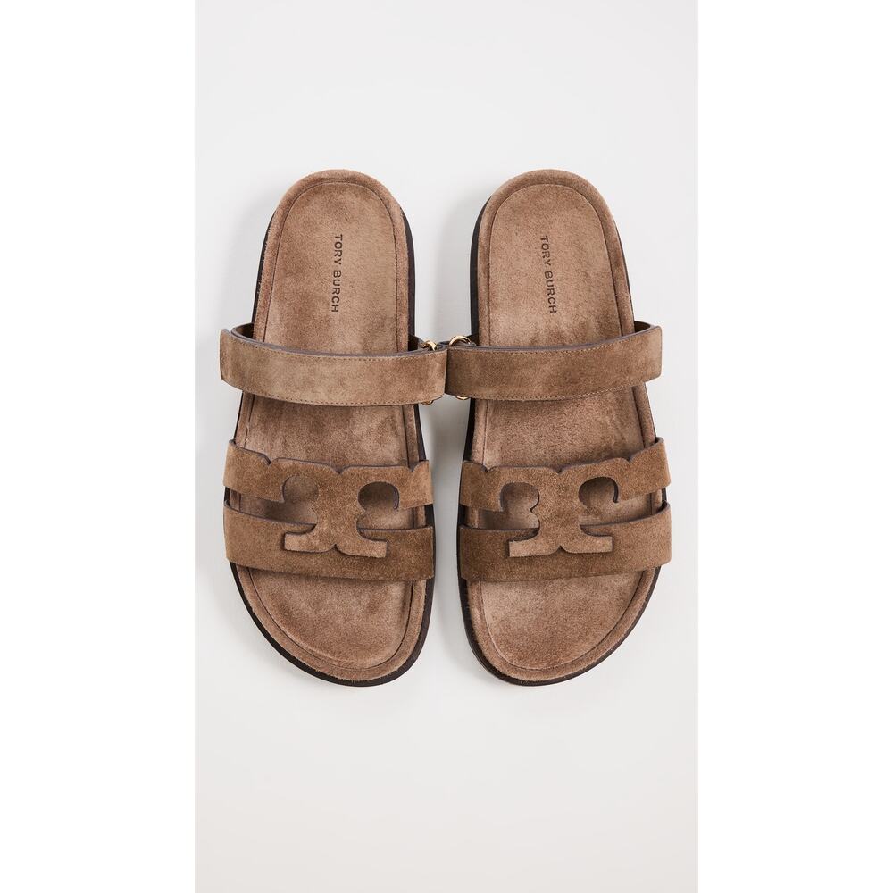 NWOT Tory Burch Ines Sport Slide Sandals Size 10.5 Suede Strappy NEW River Rock